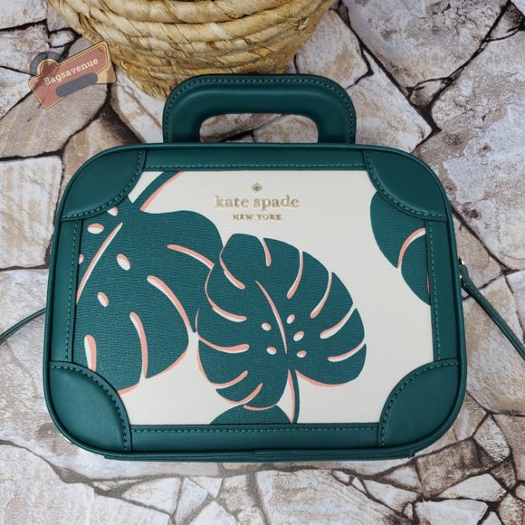 Kate Spade Monstera Green Plant Crossbody Trunk Purse and Bifold Wallet Set - Picture 10 of 10